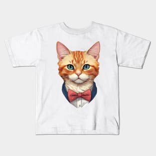 Fancy Cat with Bowtie no.20 Kids T-Shirt